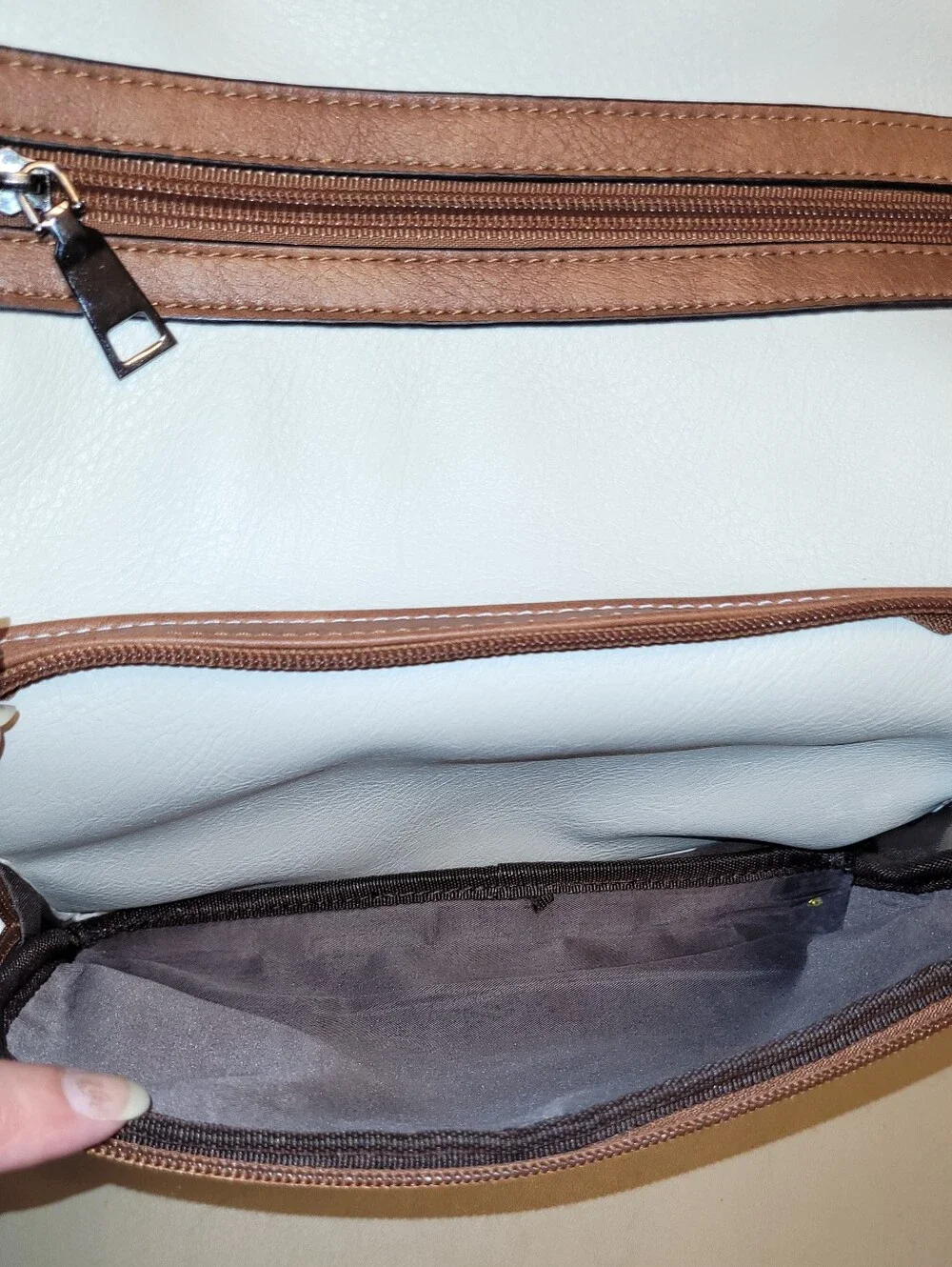Bostanten White and Brown Women's Backpack.